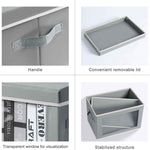 Storage Bins with Lids - Fabric Closet Storage Bins with Window, Collapsible Baskets for Shelves 4 Pack, Home Decorative Boxes for Clothes, Closet, Office, Grey