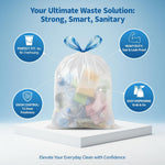 13 Gallon Trash Bags Drawstring 120 Count, 1.7 Mil Thick White Garbage Bags, Easy-Dispense Roll for Kitchen & Household Use, Resists Tears, Leaks and Punctures