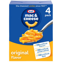 Kraft Original Macaroni and Cheese, 4 Boxes, 7.25 oz, No Artificial Flavors, Preservatives or Dyes, EBT Eligible