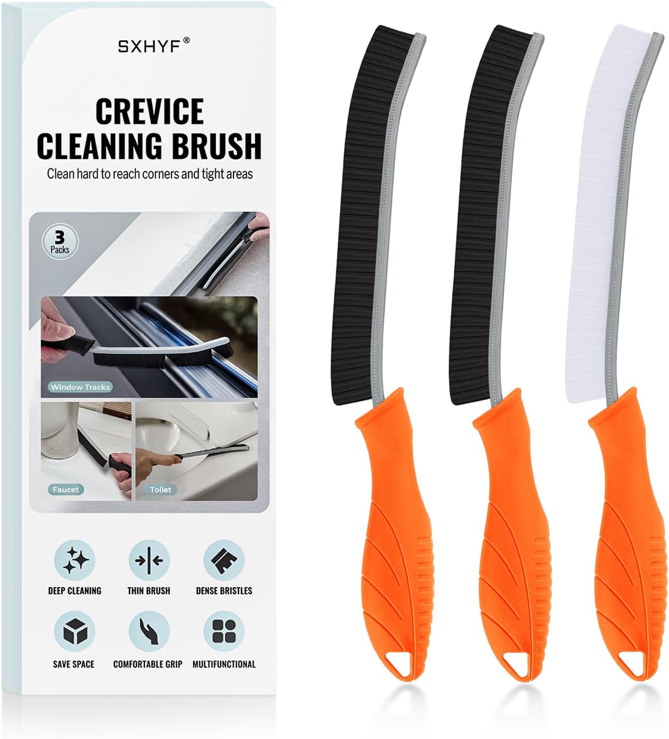 SXhyf Crevice Cleaning Brush – Hard Bristle Grout Scrub Brush for Bathroom, Kitchen & Household Cleaning