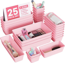 25 PCS Plastic Drawer Organizers Set for Makeup, Jewelry, and Utensils