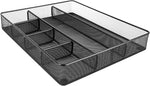 Desk Drawer Organizer - Metal Mesh, Anti-Slip, 6 Compartments, Black