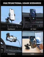 Wireless Car Charger, 15W Auto Clamping Car Charger Dash Windshield Air Vent Phone Holder Compatible with iPhone 16 15 14/13/13 Pro/12 pro/12/11/X/8, Samsung S24/S23/S22