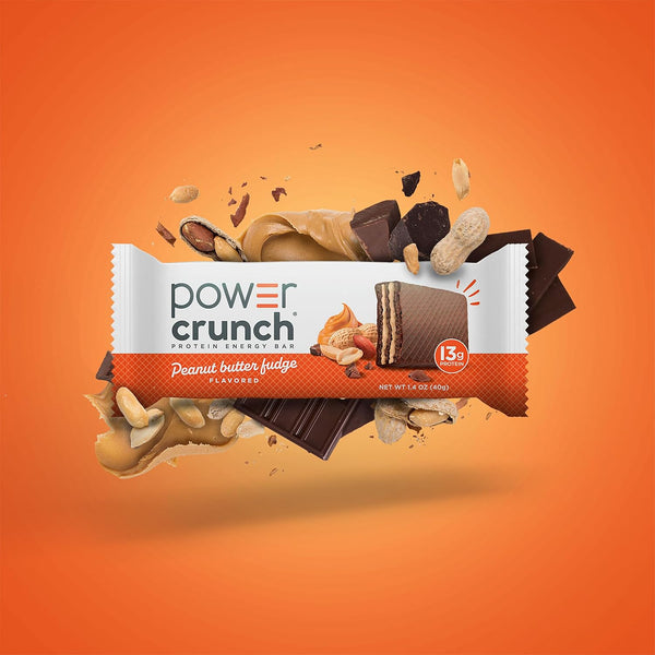 Power Crunch Protein Energy Wafer Bars, 12 Count, Peanut Butter Fudge, 1.4 Ounce