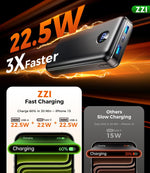 Portable Charger Power Bank, 60000mAh Battery Pack with 3 in 1 USB-C/iOS/Micro-USB Cable, 22.5W Fast Charging Portable Phone Charger, Travel Camping Essential Powerbank for iPhone 17/16 Samsung,Ebony