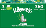 Kleenex Lotion Facial Tissues with Coconut Oil, 3 Flat Boxes, 120 Tissues Per Box, 3-Ply