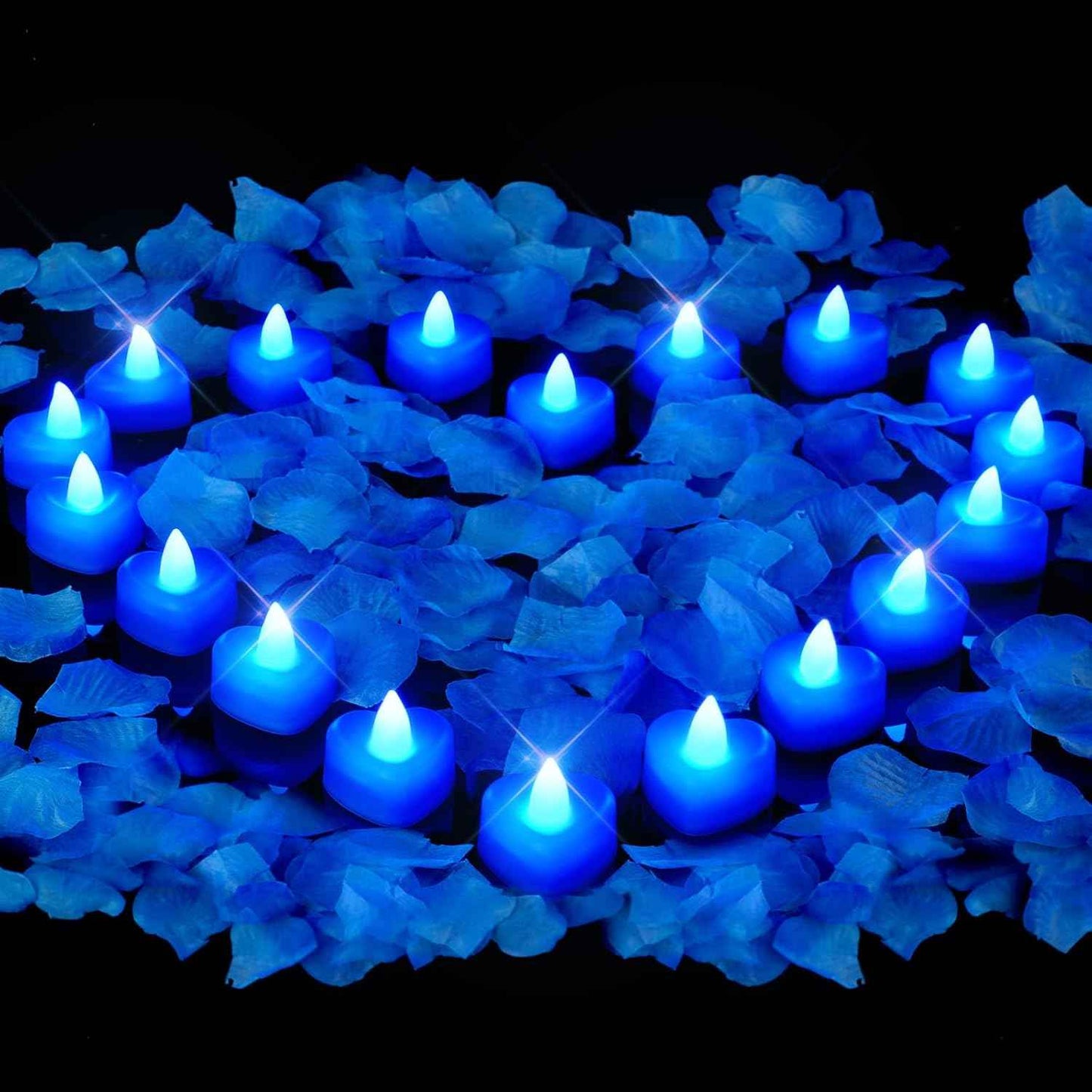 Amagic 1000 Pieces Artificial Rose Petals with 12 Heart LED Tea Lights Candles Kit, Rose Petals and Candles Set for Proposal, Anniversary, Valentine's Day, Special Romantic Night, Wedding Table Decor