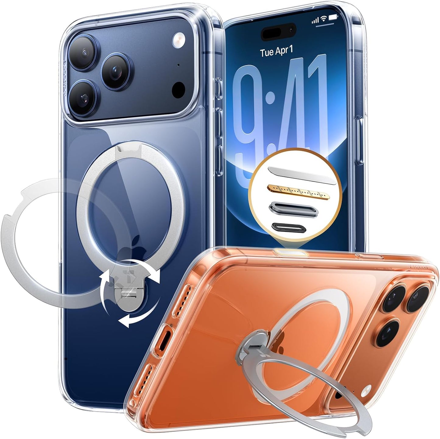 TORRAS Q3 Spin for iPhone 17 Pro Max Case with 360 Magnetic Stand, Camera Control, Fit for MagSafe, 4X Military-Grade Shockproof Case for iPhone 17 Pro Max Phone Case with Kickstand, Deep Blue - Rayz Mart