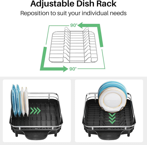 Expandable Stainless Steel Dish Drying Rack for Kitchen Counter