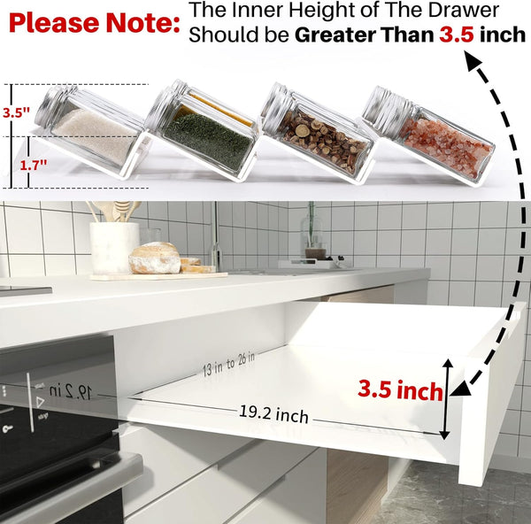 Clear Acrylic Spice Drawer Organizer for Kitchen