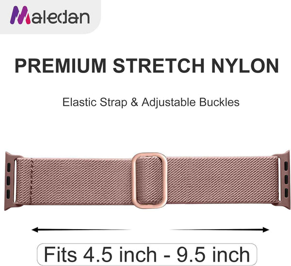Maledan 10 Pack Soft Nylon Elastic Braided Watch Straps for Apple Watch Men Women 38-49mm