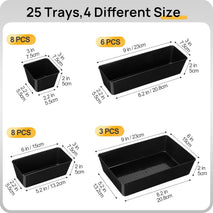 Vtopmart Office Desk Drawer Organizers Set, 25 PCS Plastic Trays, Storage Bins for Desk Accessories and Bathroom