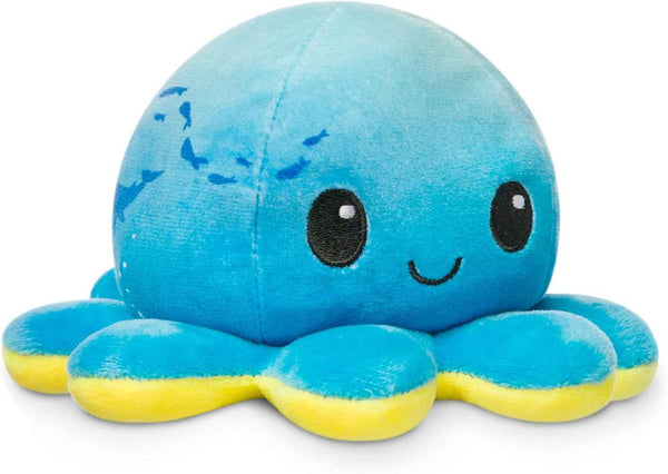 TeeTurtle Reversible Octopus Plushie - 4-Inch Pink + Aqua Two-Sided Flip Plush Toy with Embroidered Details - Cute Mini Collectible Plush for Kids, Teens, and Adults
