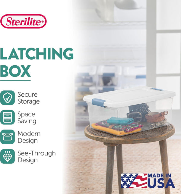 Sterilite 12-Pack Latching Box Storage Containers for Closet, Bathroom, and Office