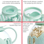Ecolution Patented Micro-Pop Microwave Popcorn Popper with Temperature Safe Glass, 3-in-1 Lid Measures Kernels and Melts Butter, Made Without BPA, Dishwasher Safe, 1.5-Quart, Aqua
