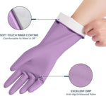Reusable Rubber Dishwashing Gloves 4 Pairs Kitchen Cleaning Gloves for Washing Dishes and Cleaning Non-Slip Grip Flocked Lining for Women and Men