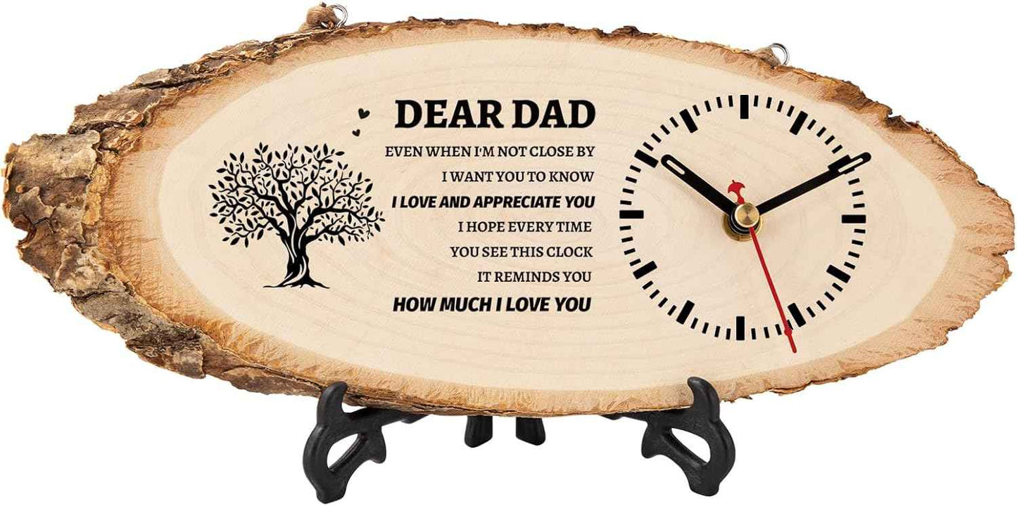 BeauGift Valentines Day Gifts for Him, Mens Wooden Clock Gift for Husband from Wife, Birthday Anniversary Fathers Day Clock Gift for Him Office Home Decor