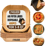 Air Fryer Liners Disposable, LYHOLKEER 200PCS 8" Square Parchment Paper, Non-Stick & Oil-Proof, Unbleached, Fits Ninja AF141 5 QT AF181 6.5QT, Cosori, Chefman, Instant Pot 6 QT, Other 5-8QT Air Fryers