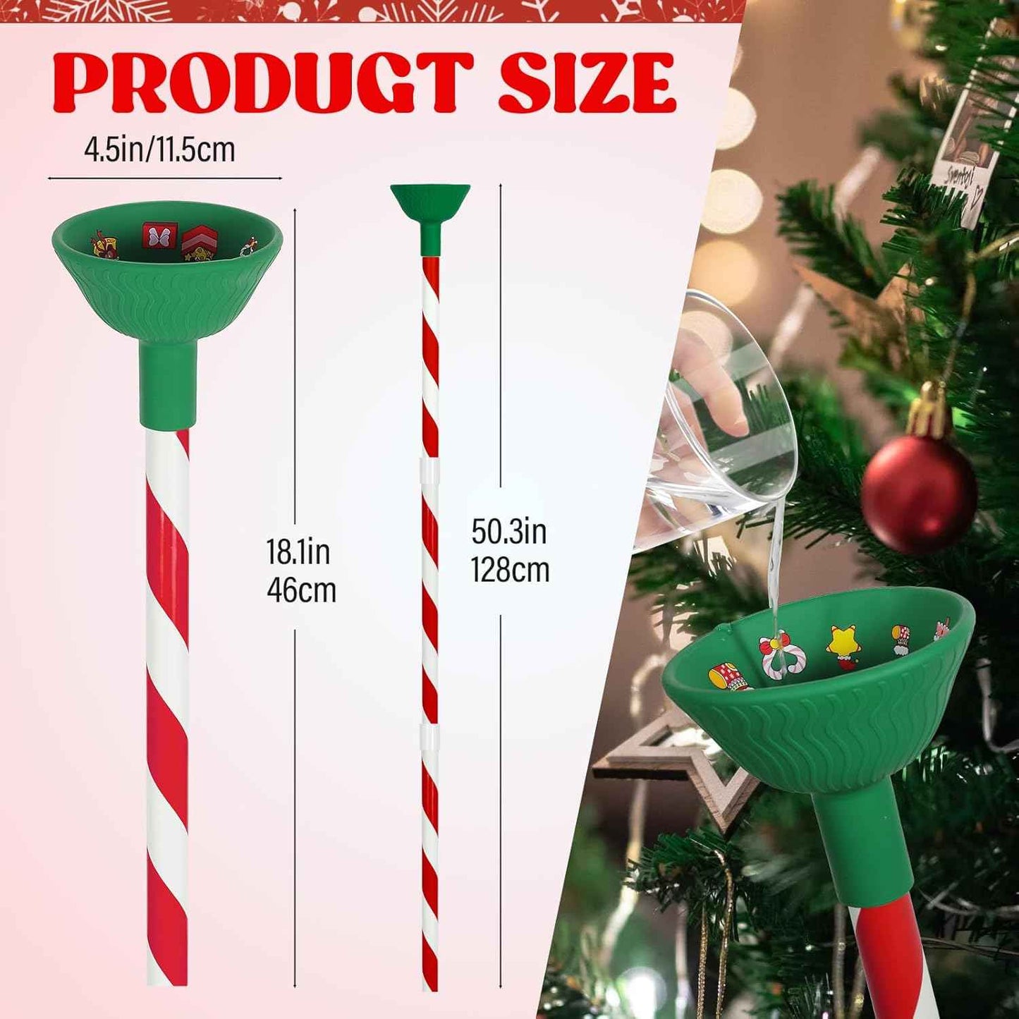 Christmas Tree Watering Funnel - Christmas Tree Watering System with Long Funnel Christmas Decorations (Green)
