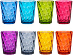 US Acrylic Optix Plastic Reusable Drinking Glasses (Set of 8) 20oz Water Cups in Jewel Tone Colors | BPA-Free Tumblers, Made in USA | Top-Rack Dishwasher Safe