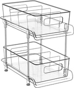 2-Tier Bathroom Organizer with Dividers and Pull-Out Cabinet
