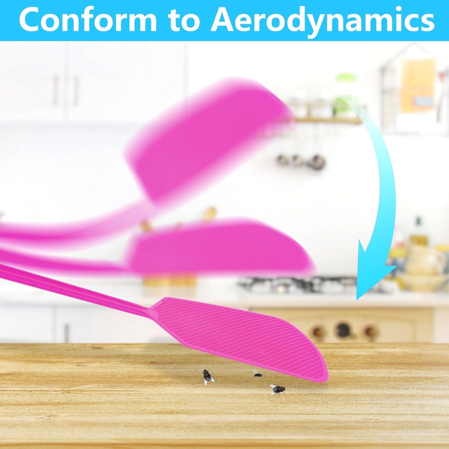 Fly Swatter,5 Pack Plastic Heavy Duty Manual Fly Killer, Long Handle Flyswatter, Large Bug Swatters That Work for Indoor and Outdoor