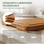 Bamboo cutting board set for kitchen, 3 piece extra thick with juice groove