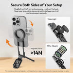 ULANZI MA38 Magnetic Phone Tripod for iPhone 17/16/15-52N Strong Magnet Foldable Hook for Magsafe Phone Tripod, Portable Mini Phone Stand for Desk w Arca Uka Mount & Back Magnetic for Vlog/Travel