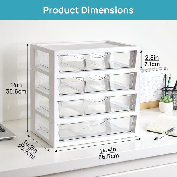 4-Tier Clear Desk Organizer for Office Supplies and Storage