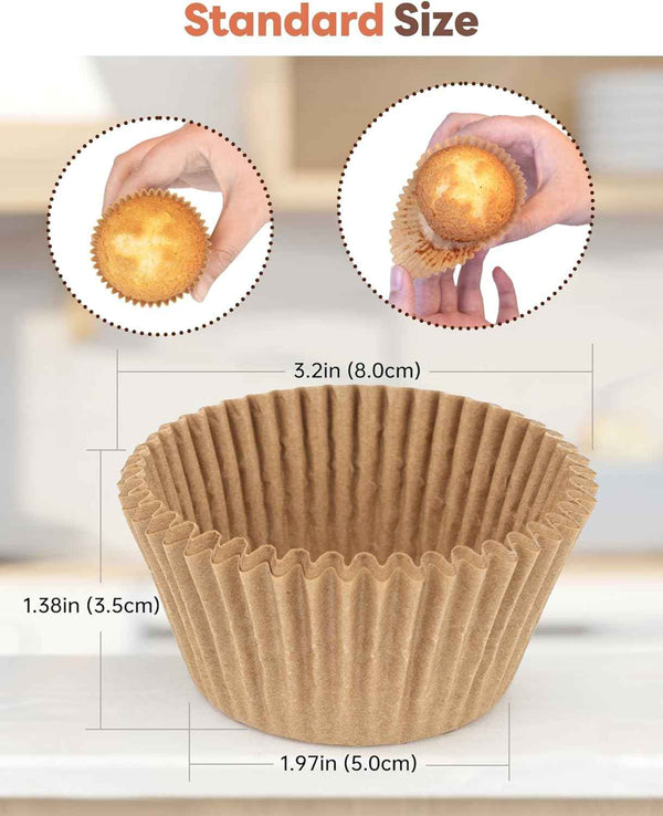 200pcs Non-stick Standard Cupcake Liners for Baking, Natural, Food-grade Cupcake Wrappers, Greaseproof Parchment Muffin Liners by [Brand]