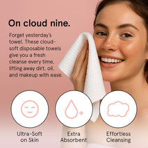 grace & stella XL disposable face towels - ultra-soft & absorbent vegan travel essentials for cleansing & makeup removal