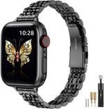 MioHHR Slim Metal Band Compatible with Apple Watch Band 42mm(Series 11 10) 41mm(Series 9 8 7) 40mm(Series 6 5 4 SE3/2/1) 38mm(Series 3 2 1),Stainless Steel iWatch Bands for Women,Silver/Gold