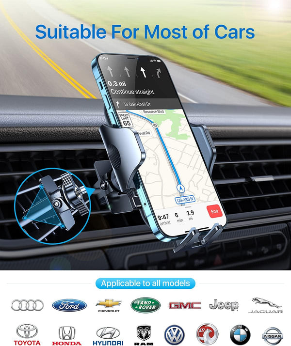 andobil 2026 Upgraded Car Phone Holder Mount for Vent, Military Sturdy Metal Clip Air Vent Phone Holder for Your Car Easy Used Cell Phone Car Mount for iPhone 17 Pro Max 15 14 13 Samsung S26 S25
