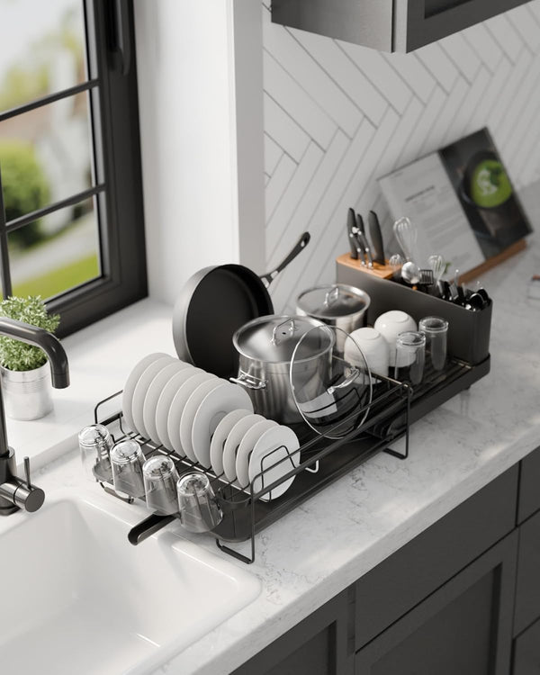 Kitsure Large Dish Drying Rack with Extendable Design for Kitchen Countertops