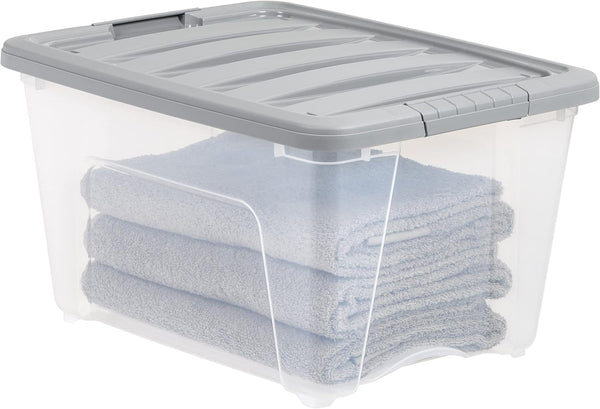 Amazon Basics Plastic Storage Containers with Secure Latching Lids for Organization