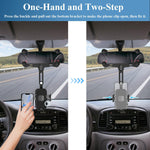 Car Phone Holder Mount, Rear View Mirror Phone Holder, Rotatable and Retractable Phone Holders for Your Car Compatible with iPhone Samsung All 4-7 Inch Cell Phones