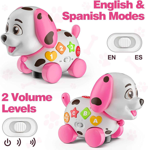 Baby Puppy Toys 6-12 Months, 1st Birthday Gifts for One Year Old, 6 7 8 9 10 12-18 Months Toy for Baby Christmas Gift, Bilingual Crawling Walking Toy for 1 Year Old Girl Boy, ABC,123s, Music