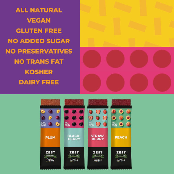 Fruit Snacks by Zest Delites, Apple-Based Strips, 36 Pieces, 0.88 oz Each