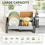 Stainless Steel Expandable Dish Drying Rack with Aluminum Frame