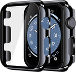 Misxi 2 Pack Tempered Glass Case Compatible for Apple Watch Series 11 (2025) Series 10 46mm, Screen Protector Cover for iWatch, Black