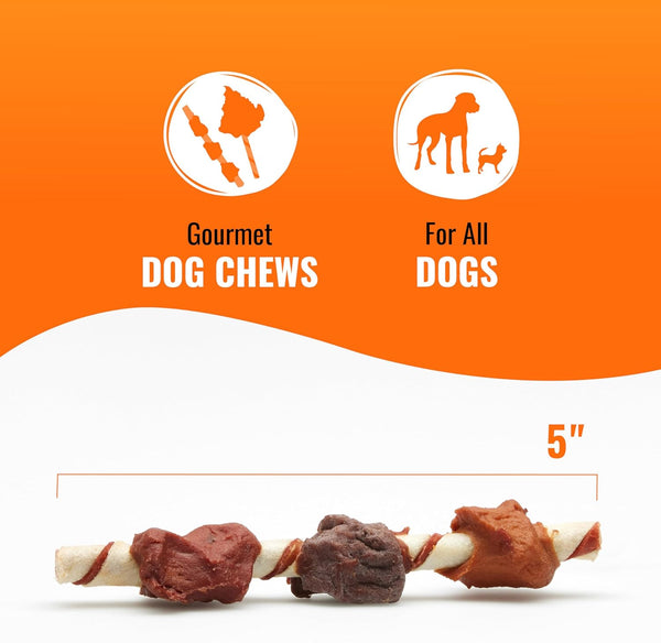 Good 'n' Fun Triple Flavor Kabobs Chews for All Dogs, 24 Ounces, with Beef Hide, Chicken, and Duck