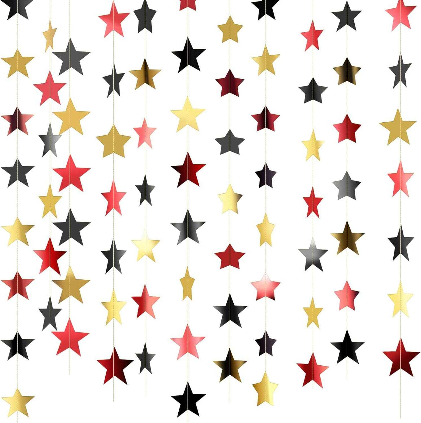 Patelai Glitter Star Garland Banner Christmas Decor 130 Feet Star Hanging Bunting Banner Twinkle Backdrop for Homecoming Classroom Wedding Birthday Halloween Party Supplies(Gold)