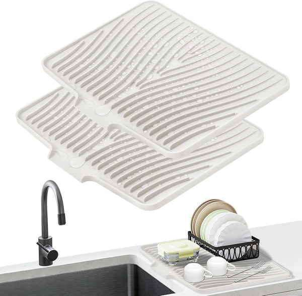Silicone Dish Drying Mat for Kitchen Counter, Heat Resistant and Non-Slip