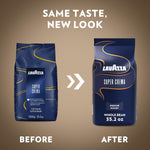 Lavazza Super Crema whole bean coffee, medium espresso roast, Arabica and Robusta blend, 2.2 lb bag