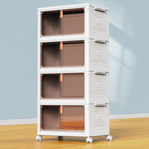 4 Tier Plastic Storage Bins with Lid for Living Room Office Dorm
