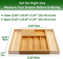 Bamboo Silverware Drawer Organizer Kitchen Utensil Storage