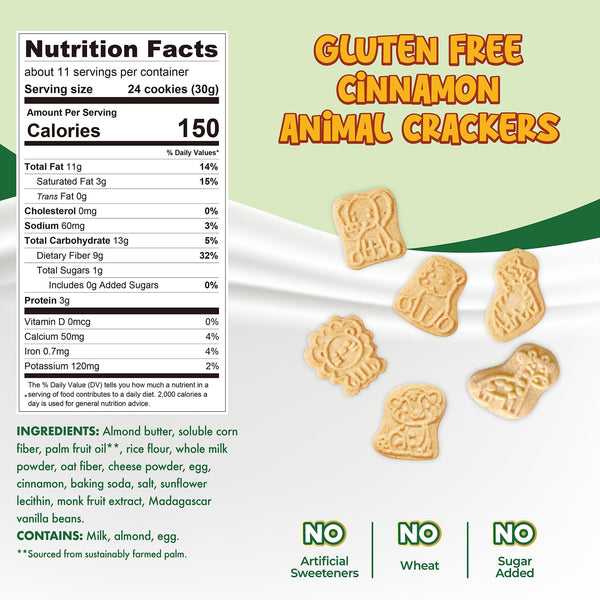 ChocZero Animal Crackers, Sugar Free Cinnamon Cookies, Gluten Free, Keto Friendly, High Fiber, 12 oz Tub