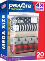 20 Gallon Heavy Duty Jumbo Storage Bags with Handle – 24" x 34" Resealable Zipper Top, Oversized Storage Solution for Clothes, Food, Pillow, Bedding, Household, BPA-Free, Pack of 5, 6 Mil Thick