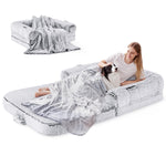 grey human dog bed for adults with egg foam supportive mat and faux fur