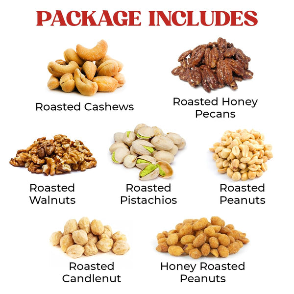 7 Sectional Platter Gift Basket with Freshly Roasted Nuts